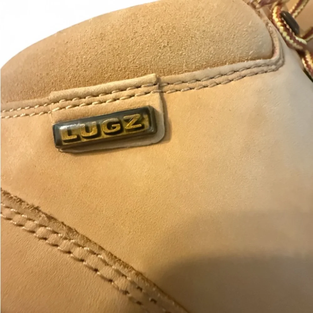 Men’s Lugz Steel Safety Toe Work Boots Size 10 Wheat Low Leather Tan EUC